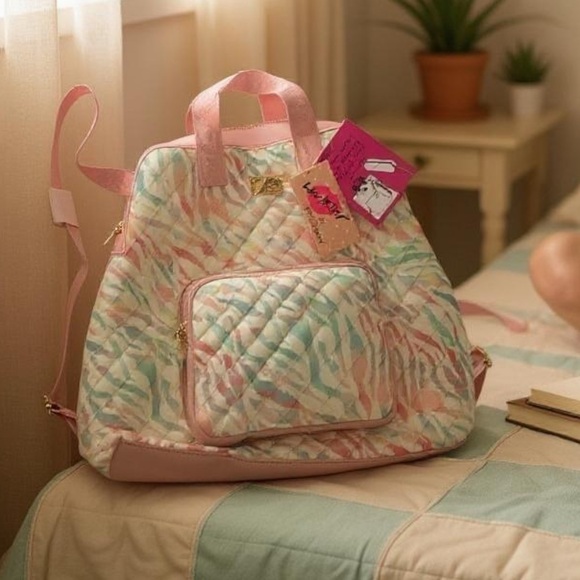 Quilted Backpack Pastel Zebra Backpack Set Matching Pouch main image 13